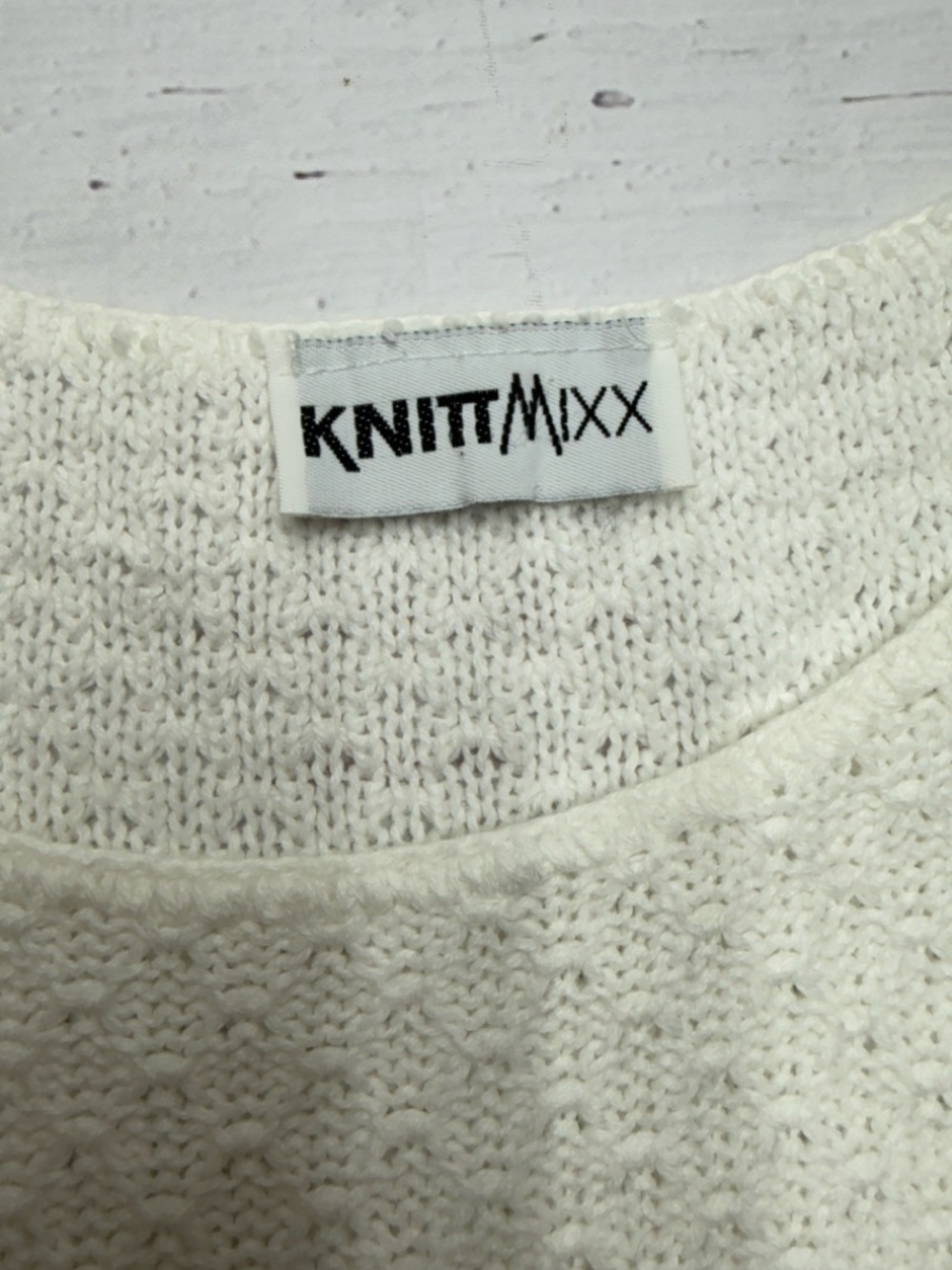 Knittmixx Pointelle Knit Sleeveless Tank‎ Top White Size L Coastal Boho Summer - Picture 3 of 7